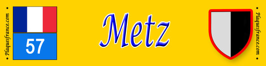 Plaque métal 10x40 cm jaune Metz 57