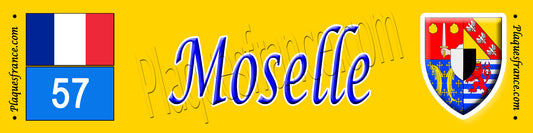 Plaque métal décorative 10 x 40 cm jaune avec le blason de la Moselle 57