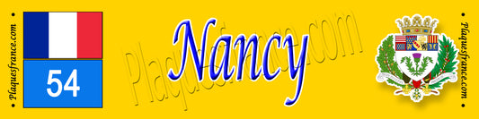 Plaque métal décorative 10 x40 cm fond jaune Nancy 54