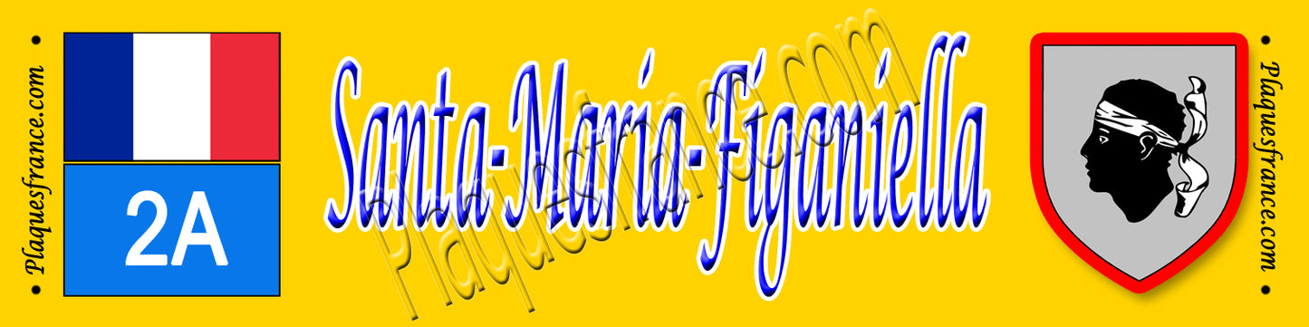Plaque métal décorative 10 x 40 cm jaune Santa Maria Figaniella