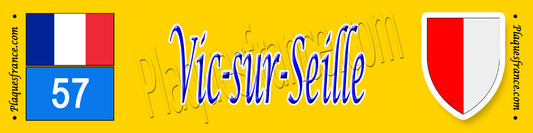 Plaque métal décorative 10x40 cm jaune Vic sur Seille 57