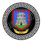 Plaque métal décorative ronde  Ø 30  cm fond noir avec blason Bastia  Canton de Bastia Haute-Corse