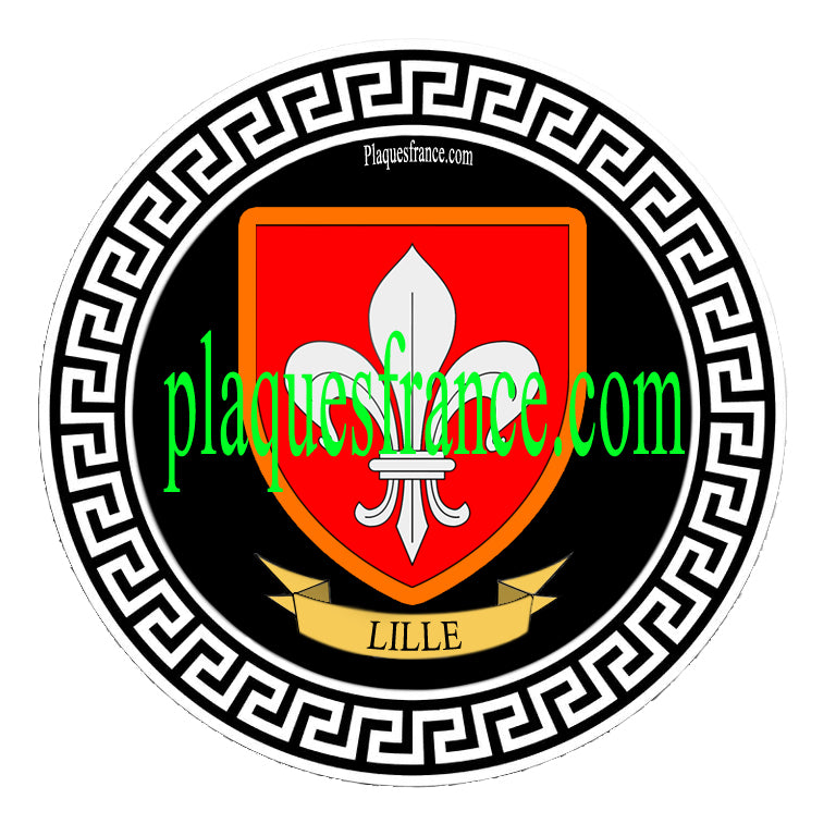 Plaque métal décorative fond noir ronde Ø 30 cm Lille, canton de Lille Nord 59